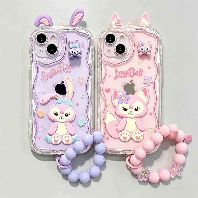 Adorable LinaBell StellaLou Chain Cover For Iphone 17 Pro Max 17 Air 16 15 14 13 12 11 Pro Max Plus 12 mini 3D Ear Disney Case
