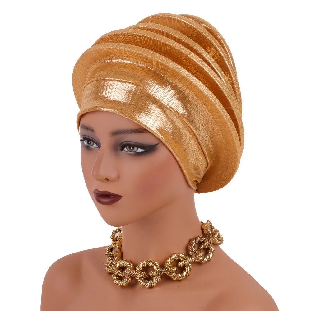 2024 Elegant Spiral Beret for Women Afrcian Lady Head Wraps Female Berets Turban Nigeria Headpiece Wedding Party Gele - NamafadStore