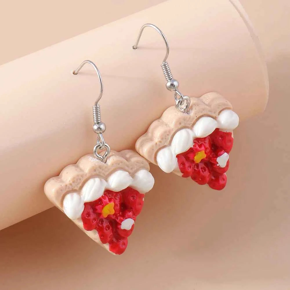 Cute Resin 3D Simulation Food Earrings for Women French Fries Cookies Ice Cream Hamburg Pizza Chocolate Girl Kids Gift