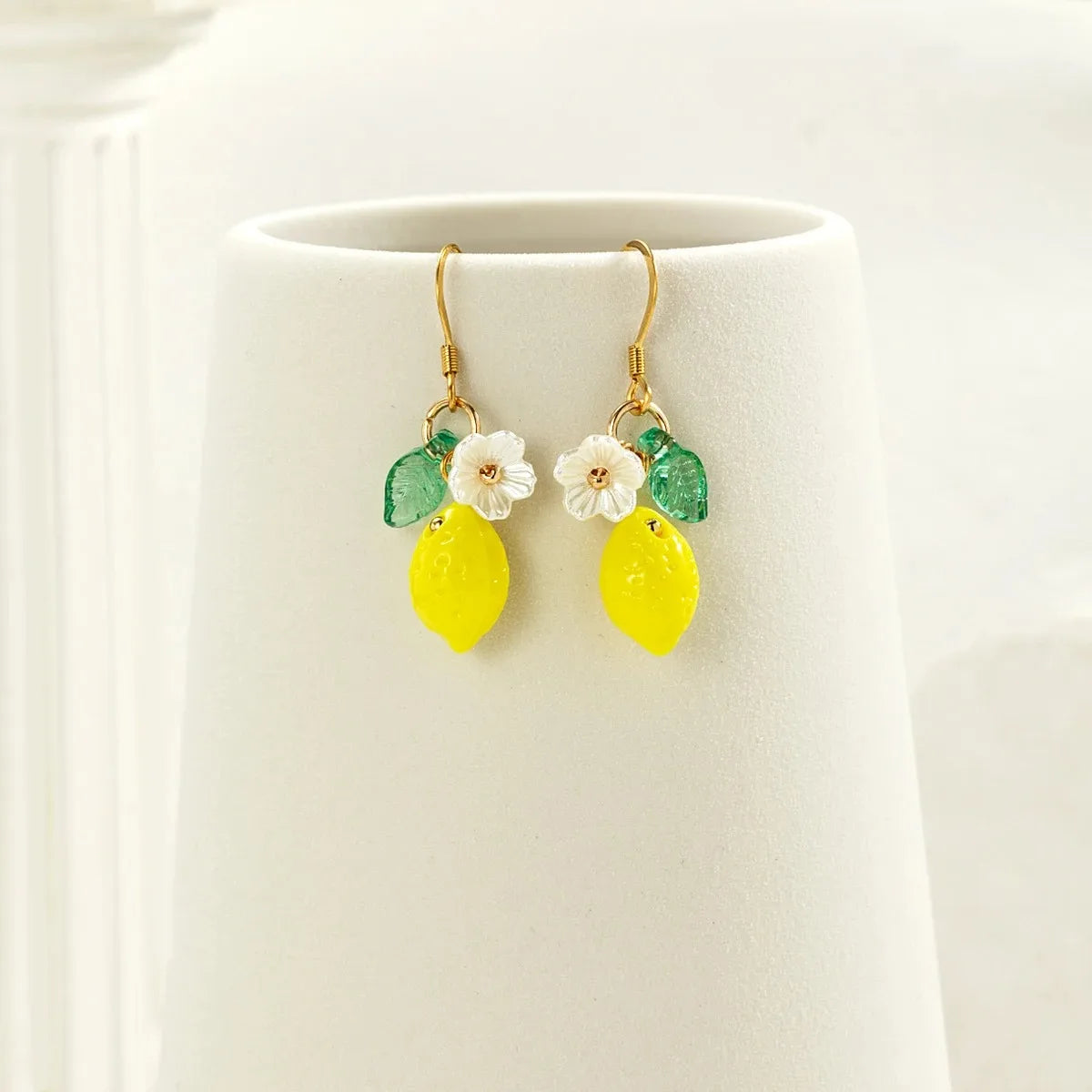 New Fashion Fruit Transparent Pearl Colored Lemon Earrings  Y2k for Girls Women Children Party Birthday Gift Lovely Jewelry