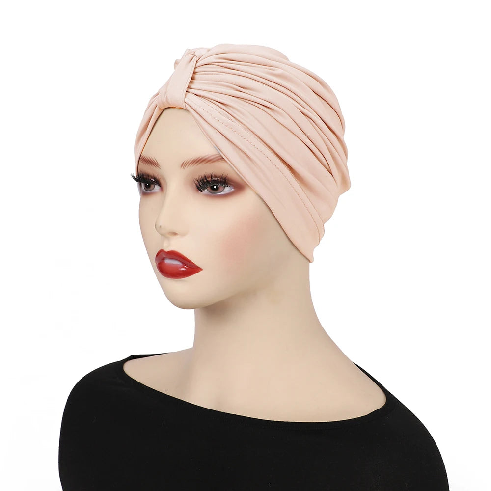 Muslim Instant Turban Pure Color Stretch Inner Hat Hijabs For Caps Ready To Wear Women Head Scarf Under Bonnet