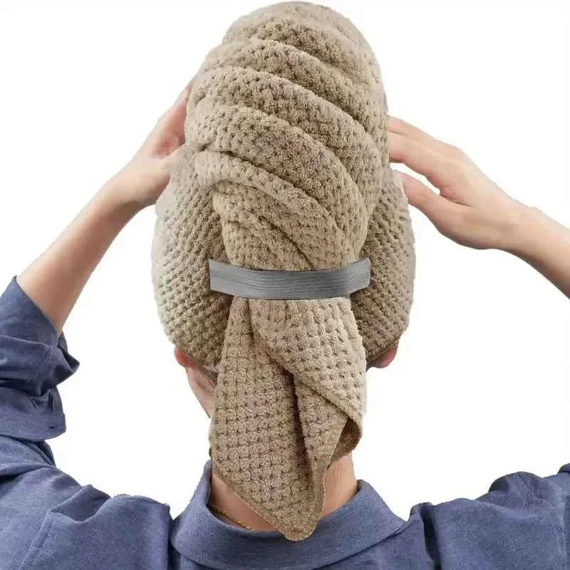 Large Size Hair Turban Microfiber Quick Dry Hair Towel Wrap with Elastic Band Soft & Absorbent Turbie Twist Hair Towel