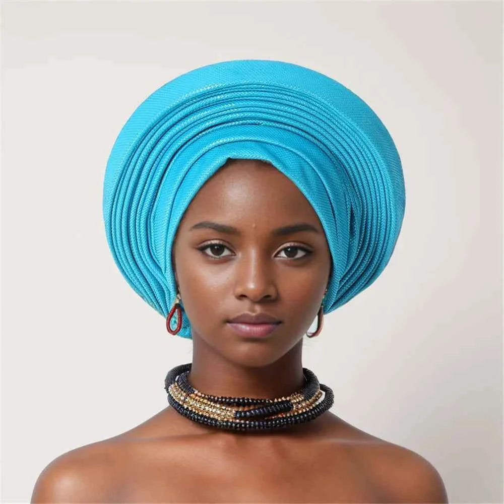 Nigeria Head Ties Wedding Party Headgear Elegant African Headtie Turban Already Made Women's Auto Gele Female Head Wraps