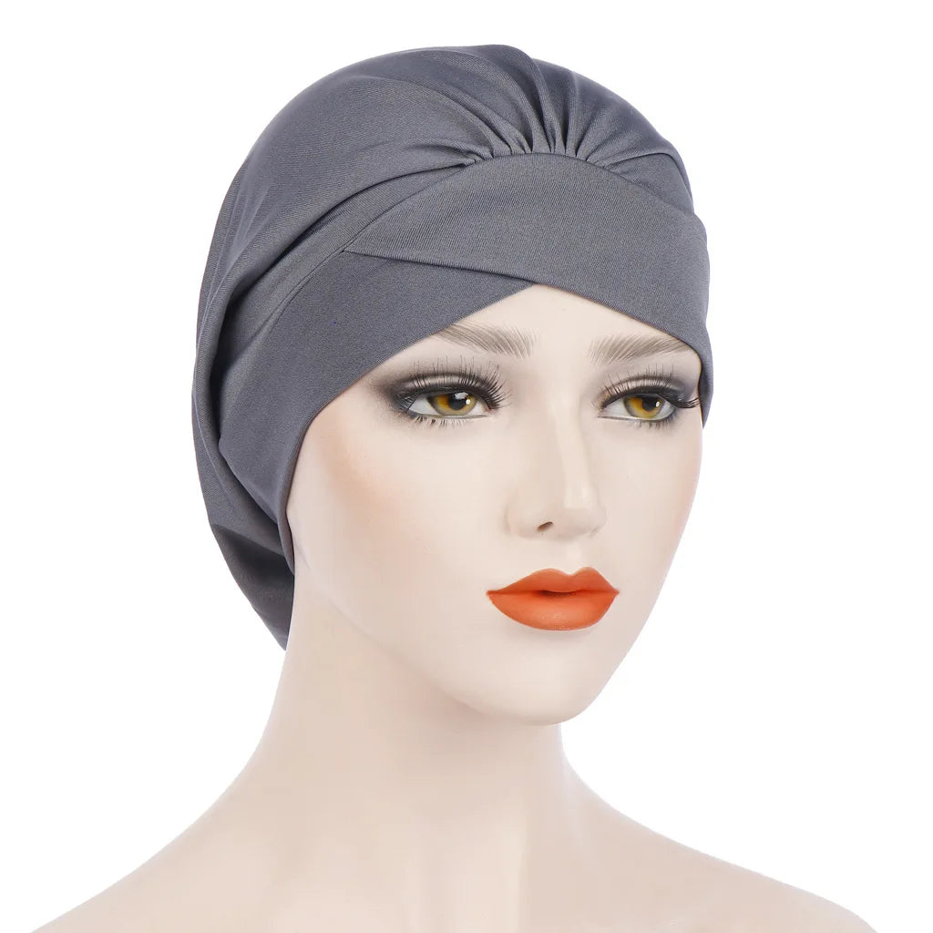 1PC New Women Elastic Turban Hat Muslim Hijab Islamic Beads Cancer Chemo Cap Ladies Hijab Stretch Head Wrap Head Scarf Hair Loss - NamafadStore