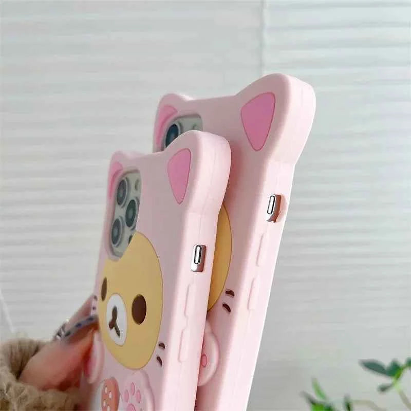 Cute Cute Bear Kitty Cat Paw Phone Case For iPhone 16 15 Pro Max 14 13 12 11 X Xs XR 7 8 Plus 6s 5s SE Soft Silicone Cover