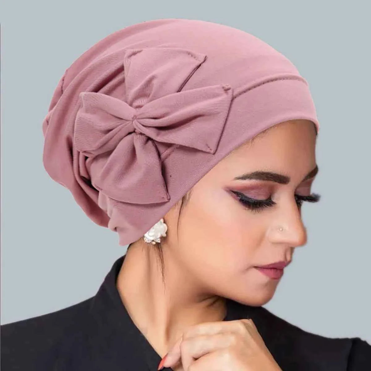 New Muslim Women Inner Hijab Hat Bowknot Turban Indian Bonnet Headscarf Beanies Hair Loss Head Wrap Chemo Cap Turbante Mujer