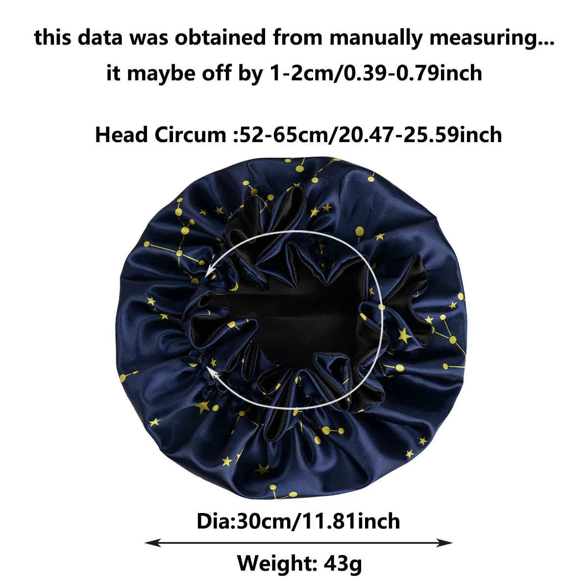 1PC Constellation Print Satin Sleep Bonnet with Wide Band Soft Wrap Comfortable Cap for Daily Use Makeup & Face Washing - NamafadStore