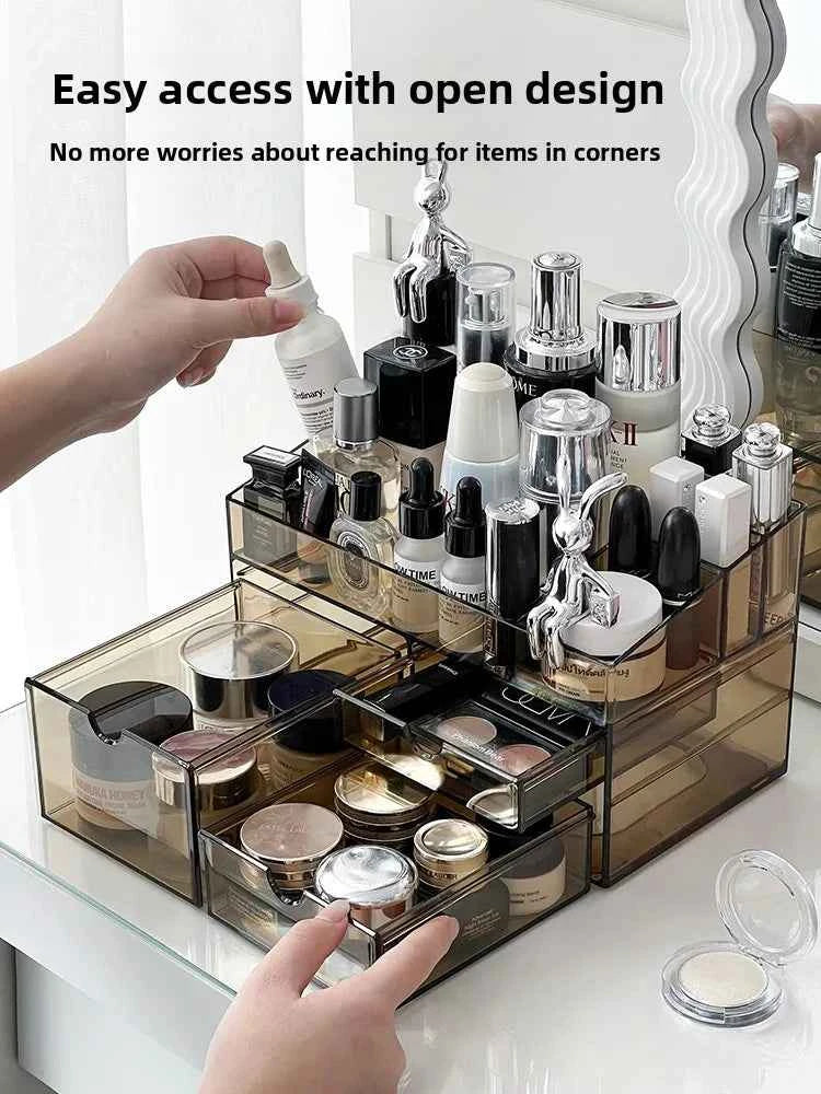 Acrylic Cosmetic Storage Box Desktop Skincare Product Organizer Transparent Lipsti Case Creative Home Organization Solution