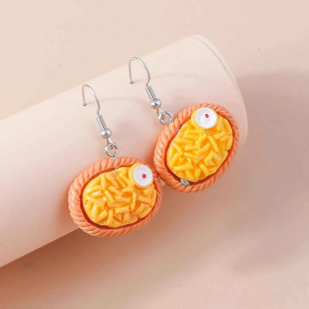 Cute Resin 3D Simulation Food Earrings for Women French Fries Cookies Ice Cream Hamburg Pizza Chocolate Girl Kids Gift