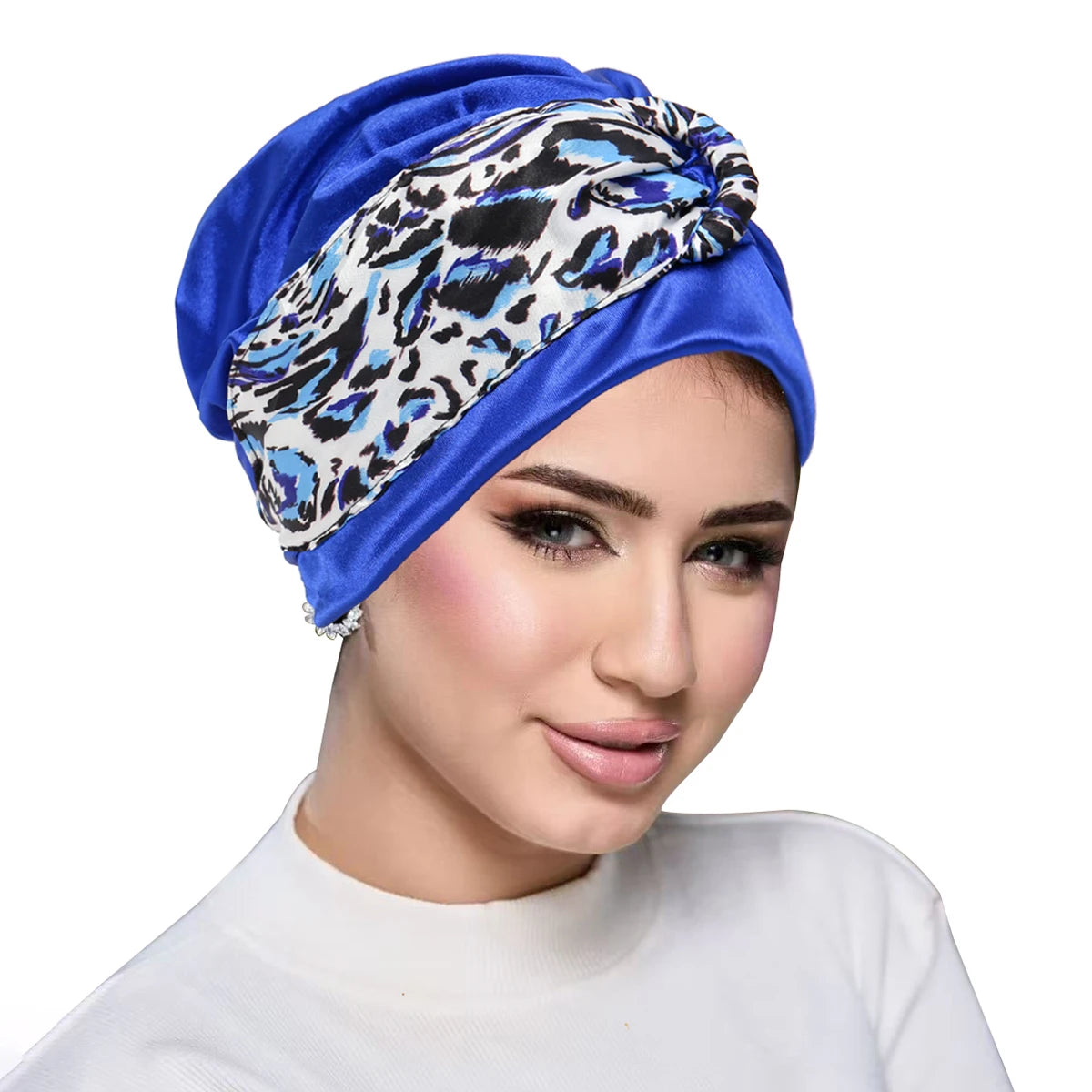 New Leopard Women Print Muslim Turban Scarf Braid Hijabs Headwear Arab Wrap Head Scarf Hair Accessories Hat - NamafadStore