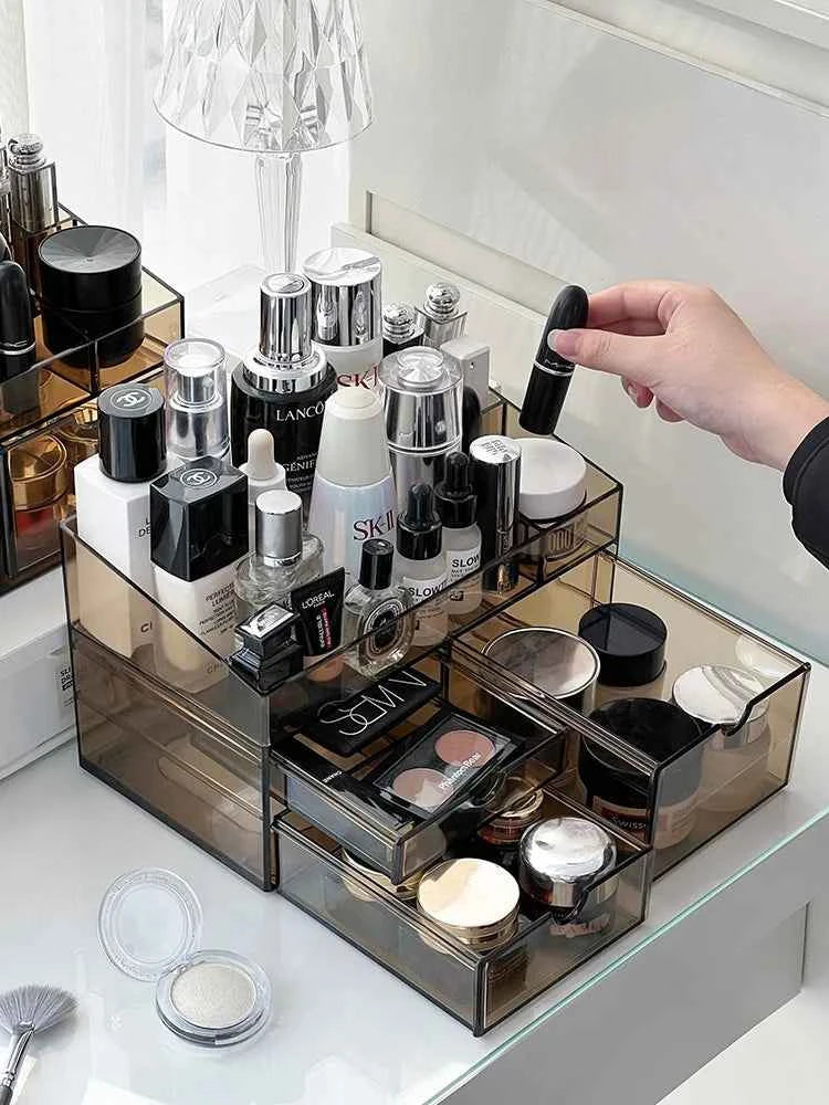 Acrylic Cosmetic Storage Box Desktop Skincare Product Organizer Transparent Lipsti Case Creative Home Organization Solution