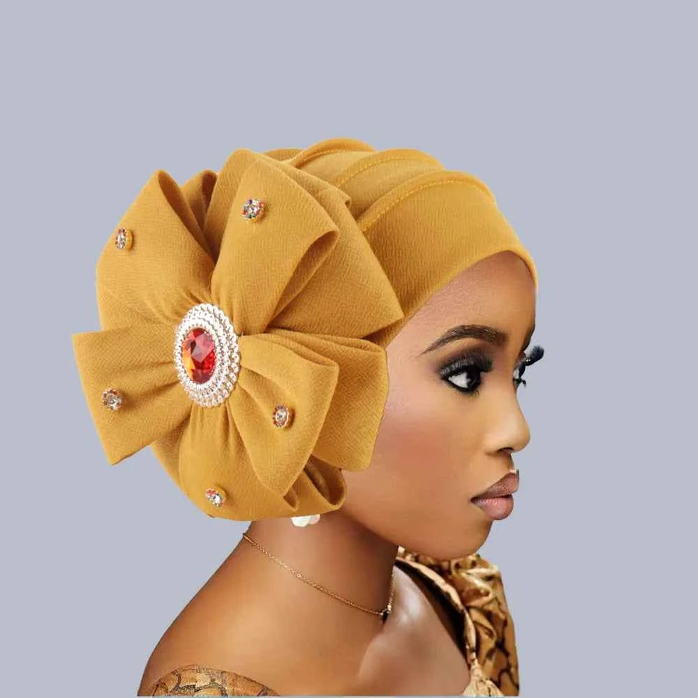 Fashion Diamond Flower Turban Caps for Women Headwear Hat Muslim Headscarf Bonnet Lady Bandana Hair Accessories Caps