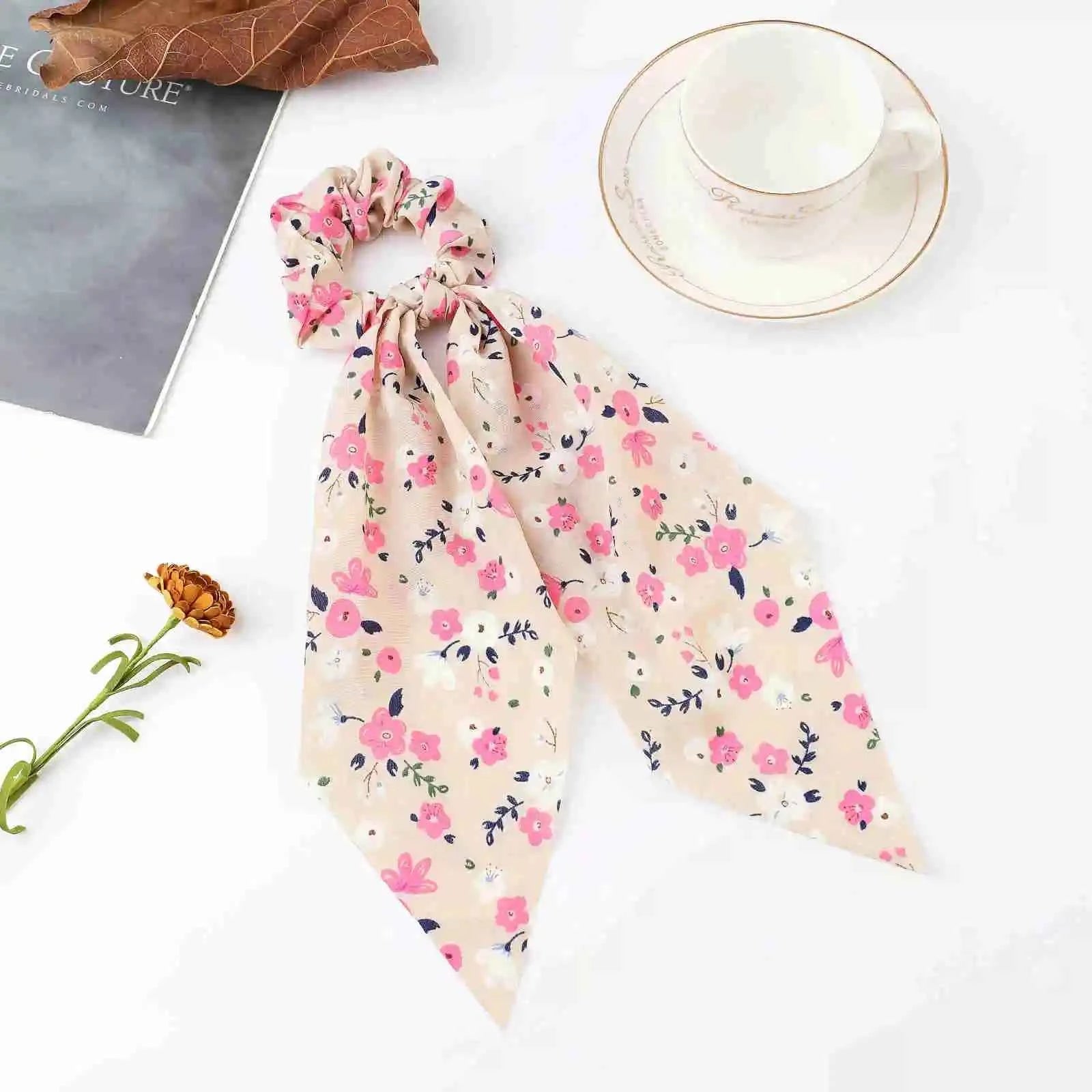 Fashion Dots Scrunchies Long Hair Rope Korean Hair Ties for Women Ponytail Scarf Sweet Elastic Hair Band Hair Accessories