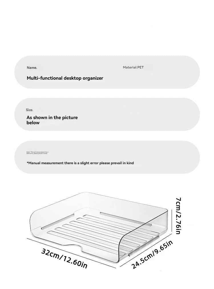 Transparent document storage rack, desktop storage rack, office book table storage box, organizer box