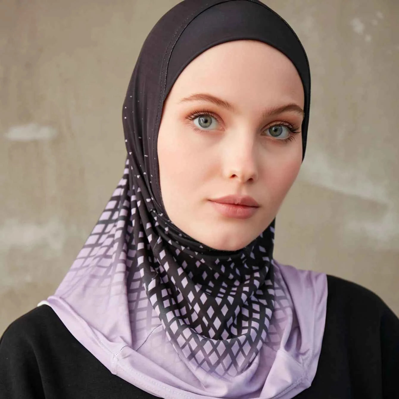 Sporty Muslim Inner Hijab Women Geometric Printing Pattern Instant Turban For Ladies Head Wrap Headband Header Model