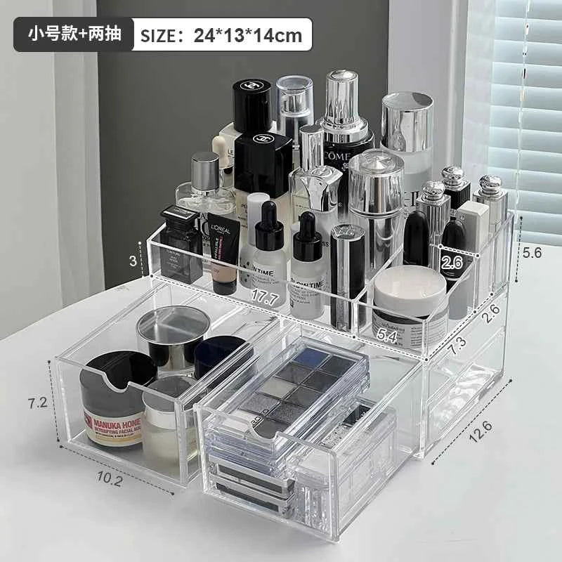 Acrylic Cosmetic Storage Box Desktop Skincare Product Organizer Transparent Lipsti Case Creative Home Organization Solution