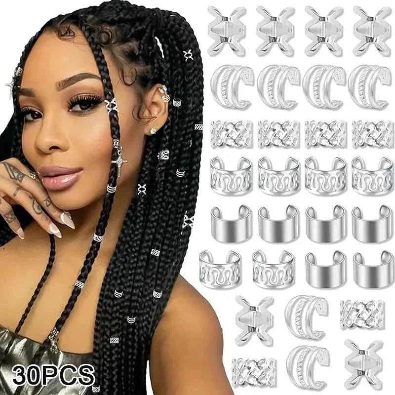 Dreadlock Hair Rings Adjustable Cuffs Clip Hair Braids Dirty Braids Bead Hairpin Hair Accessories Headwear For Women Girls