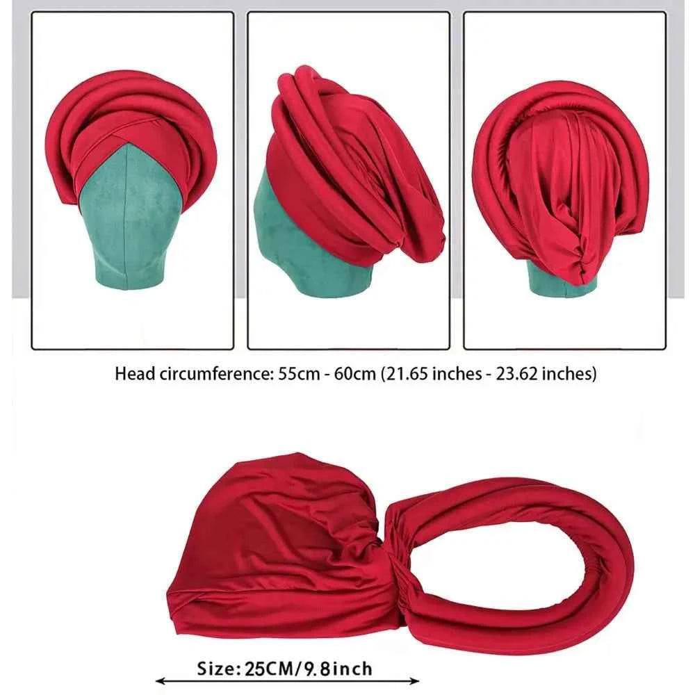 Fashion Raw Silk African Women Turban Wrap Twisted Braid Headwear Turban Cap Elastic Breathable Head Wraps African Lady