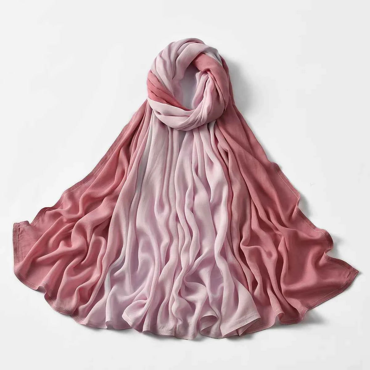 Big Size Gradient Women Cotton Rayon Crease Hijab Scarf Woman Long Wraps and Shawls Musulman Headband Islamic Turban