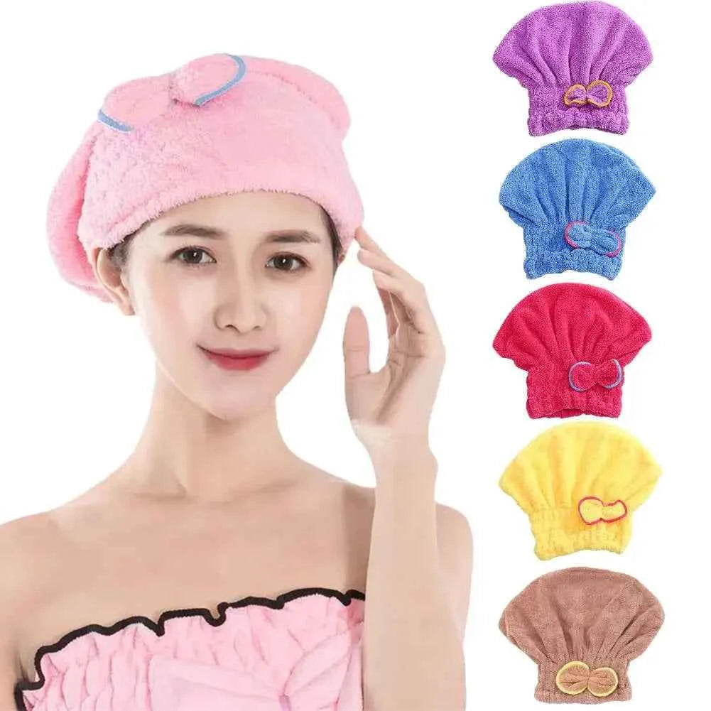 Microfiber Hair Turban with Bow Knot Super Absorbent Quick Dry Hair Wrap for Long Hair Women Shower Bath Cap Fashion Hair Towel