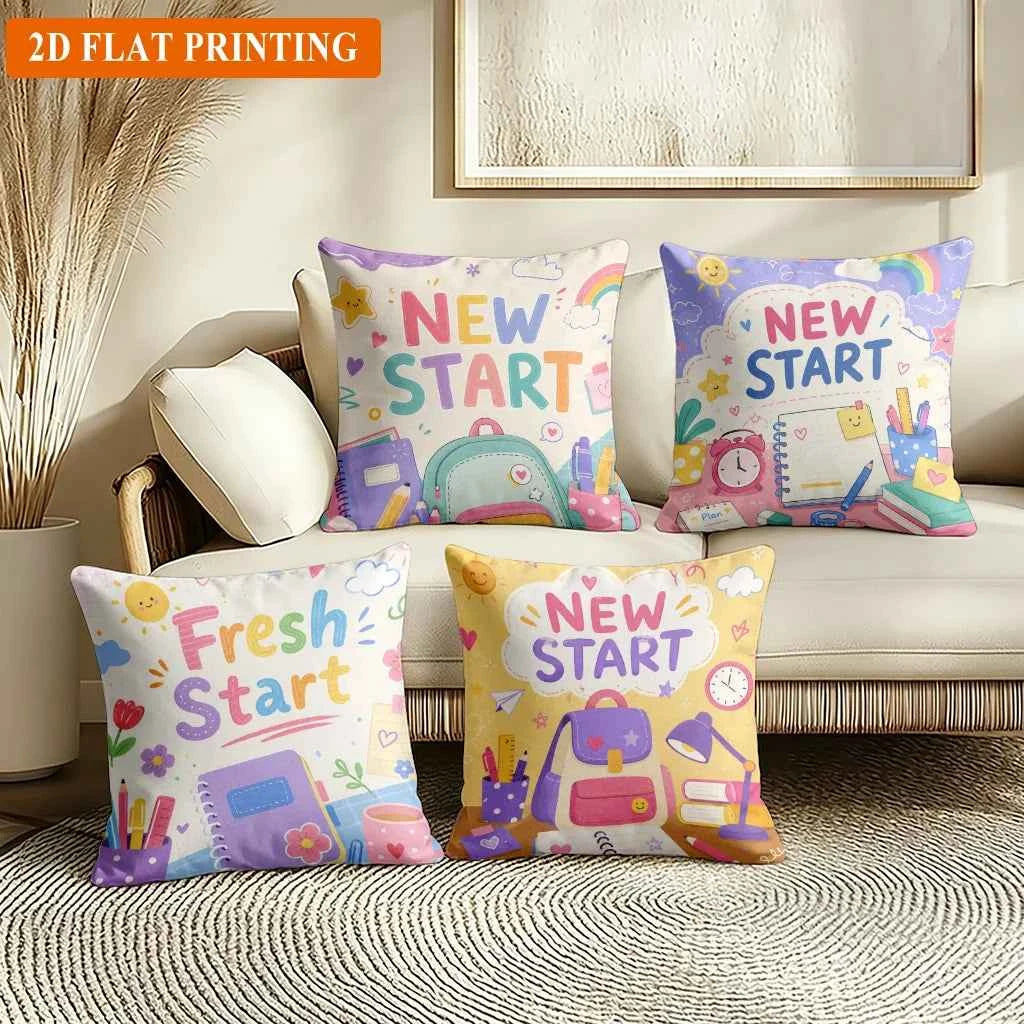 Cute New Start Back to School Pillow Covers Throw Pillow Cases Planner Theme Decor for Girls Nursery Room Home Accents Aesthetic