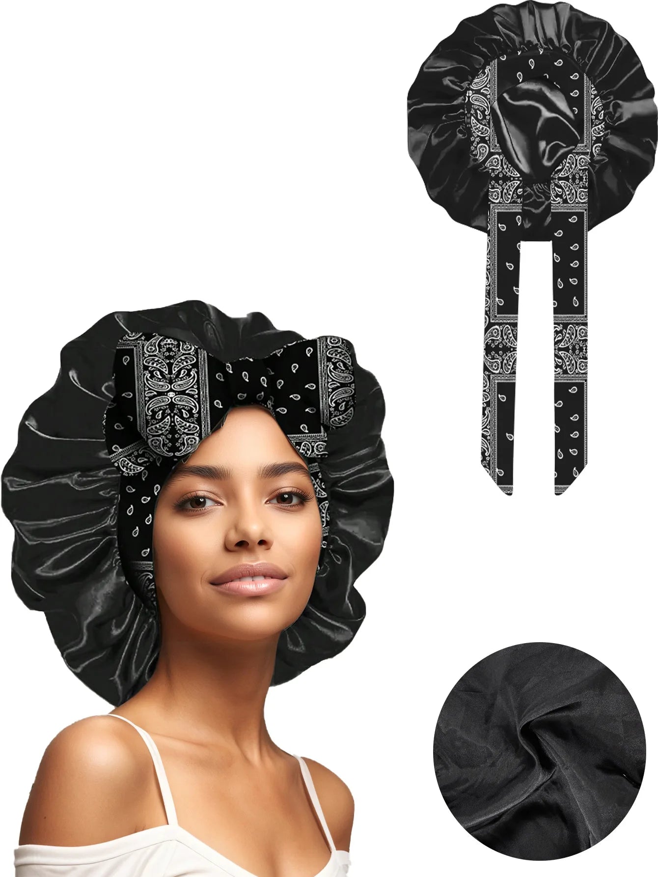 Popular New Summer New Large Streamer Shower Cap Hat Women's Daily Commuting Nightcap Adult Hat Sun Protection Cap