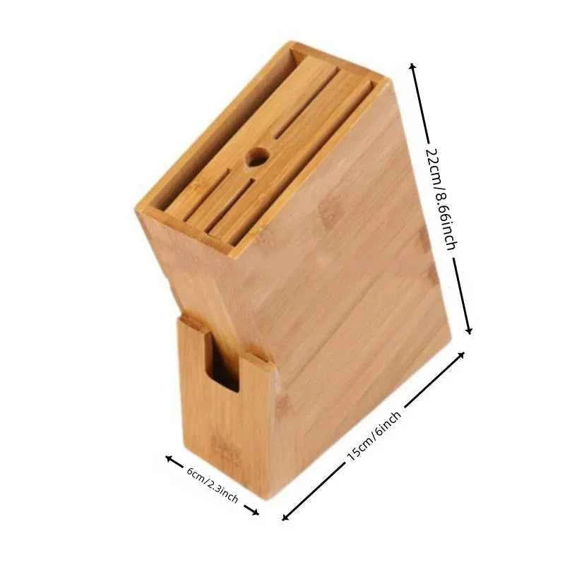 Bamboo Knife Storage Block without Knives, 7 Slots Universal Knife Holder Countertop Butcher Block Knife Stand for Easy Kitchen