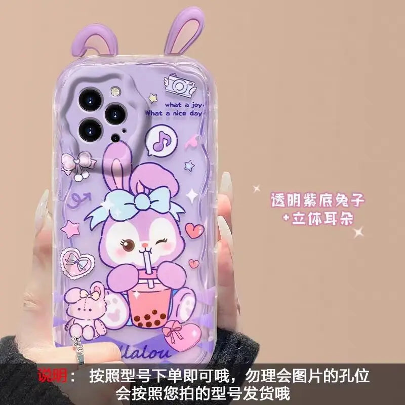 Adorable LinaBell StellaLou Chain Cover For Iphone 17 Pro Max 17 Air 16 15 14 13 12 11 Pro Max Plus 12 mini 3D Ear Disney Case