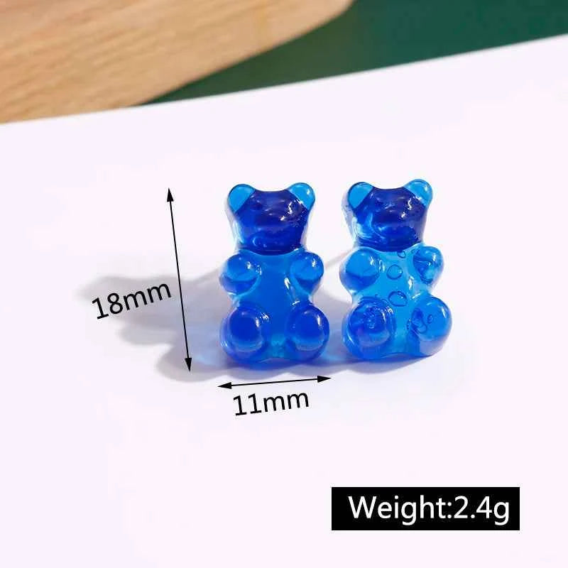 Cute Gummy Bear Stud Earrings for Women Candy Colors Animal Dangle Earrings Brincos Femme Girls Party Holiday Jewelry Gifts