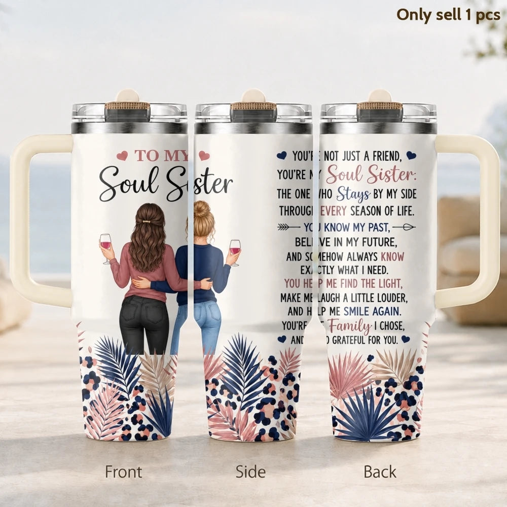 40oz Best Friend Tumbler – Insulated Stainless Steel Travel Mug with Straw