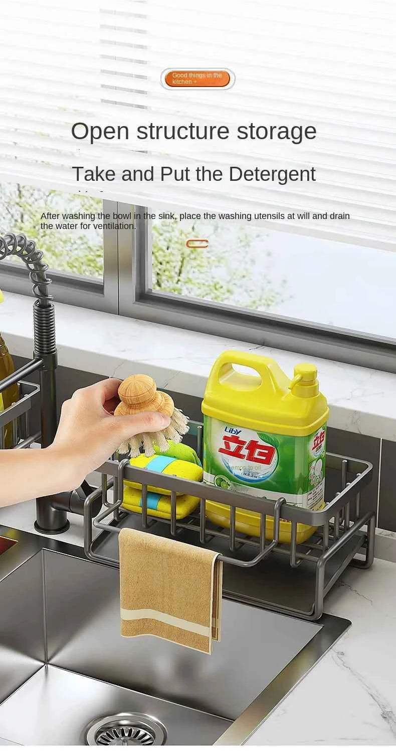 Kitchen stainless steel shelf, sponge drain rack, sink drainage rack, dishwashing supplies, dishcloth storage, drainage rack