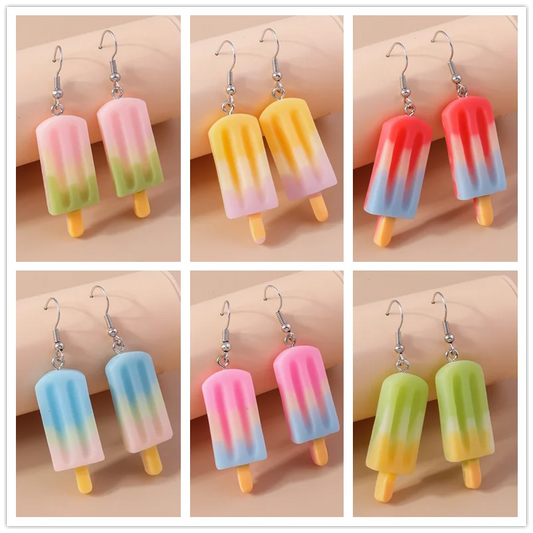Aihua New In Cute Resin Funny Food Earrings Sweet Simulation Popsicle Earrings Girl Kids Jewelry Gifts