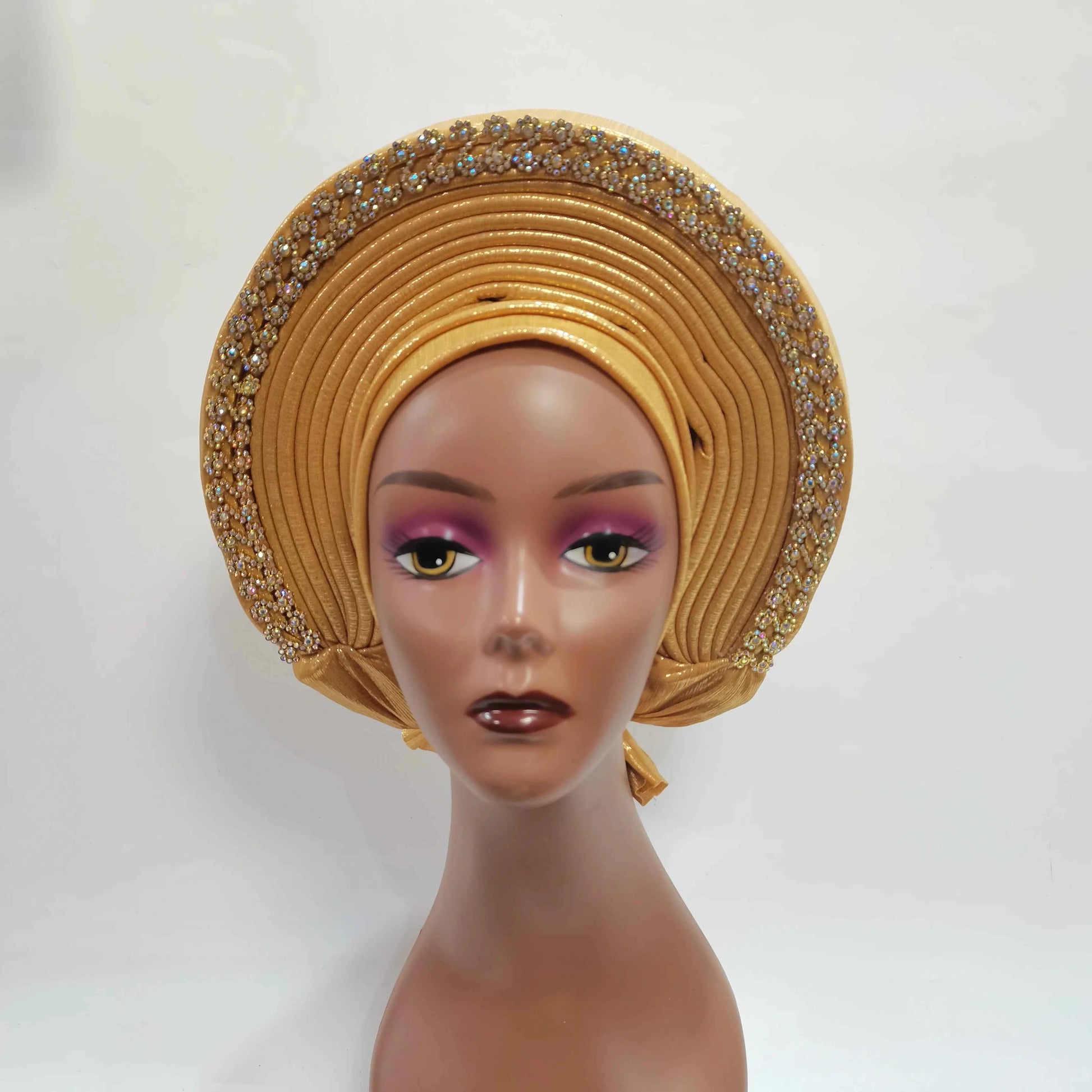 Nice African Turban Cap Plain Colors On Top Ready to Wear Nigeria Head Wrap Women Cap Nigerian Auto Hat Already Made 1 Pcs/pack