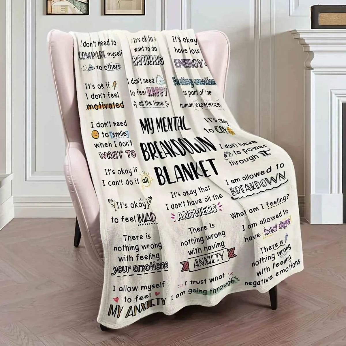 Flannel Blanket My Mental Breakdown Blanket Printed for Kids Bedroom Decoration Warm Soft Comfertable Blanket for Sofa Chair