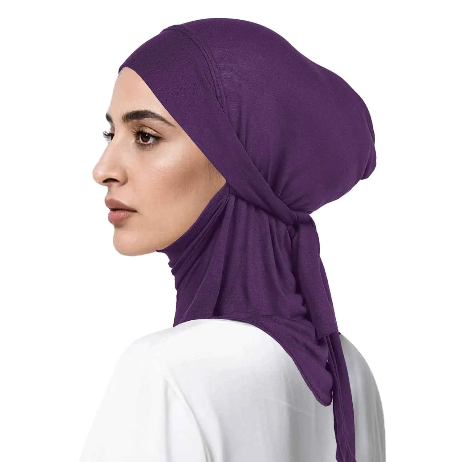 Soft Muslim Turban Hat Inner Hijab Caps Islamic Underscarf Bonnet India Hats Female Headwrap