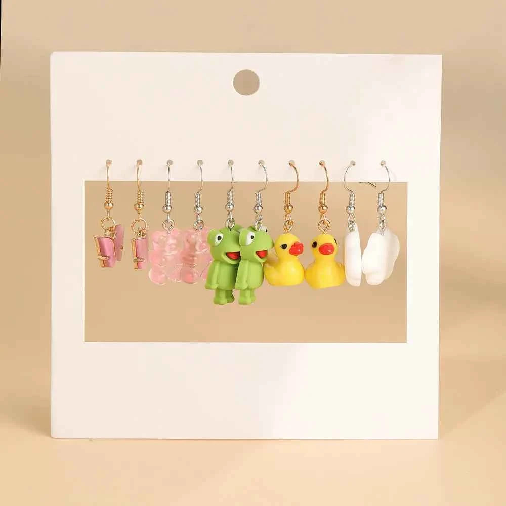 Candy Color Acrylic Earrings Set for Women Dopamine Bohemian Animal Cloud Fruit Drop Earrings for Girls Party Y2K Jewelry