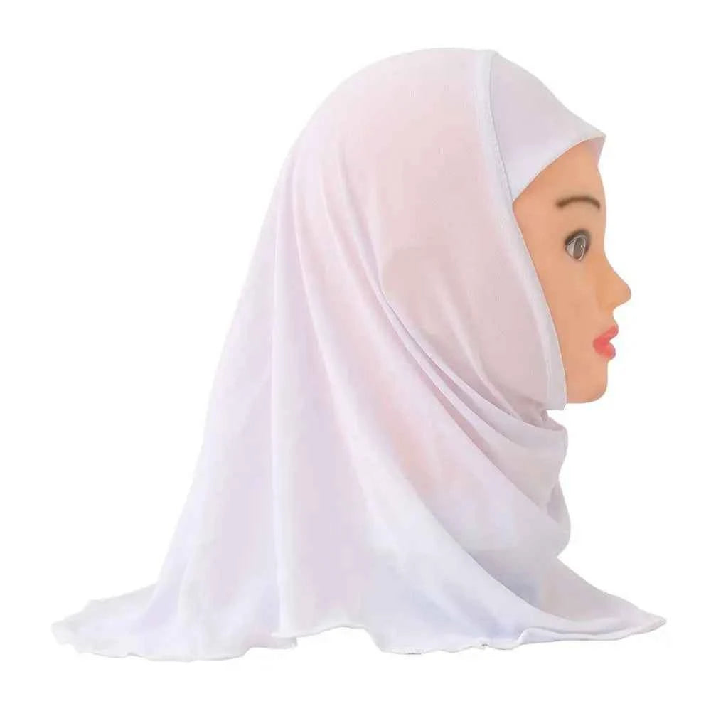 50cm Children Hijabs Muslim Girls Kids Hijab Islamic Scarf Shawls Soft and Stretch Material for 2 to 7 Years Old Girls Turban