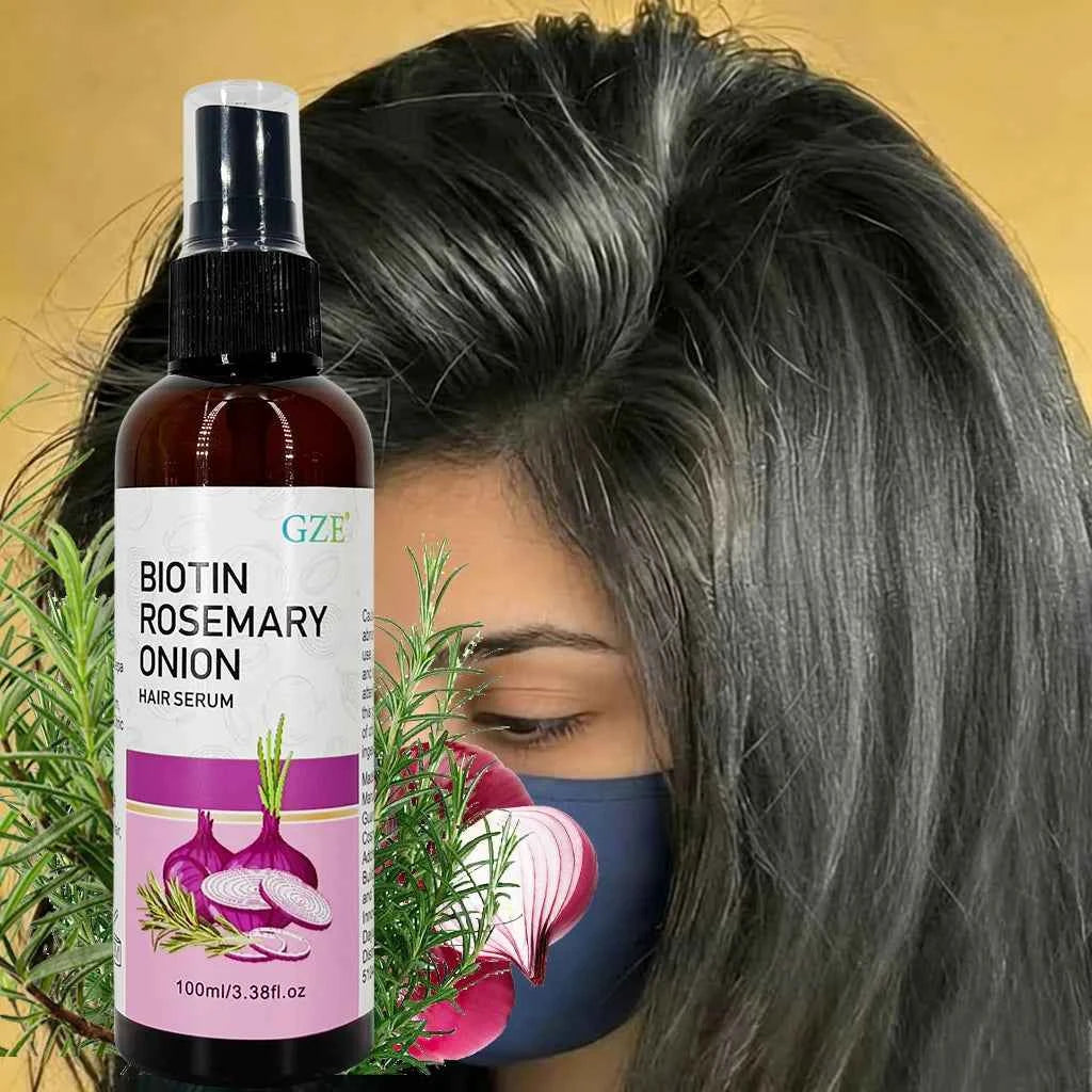 GZE Biotin Rosemary Onion Hair Serum Moisturizing Hair Serum Strong Hair Heat Protection Anti-Breakage For Dry And Damaged Hair