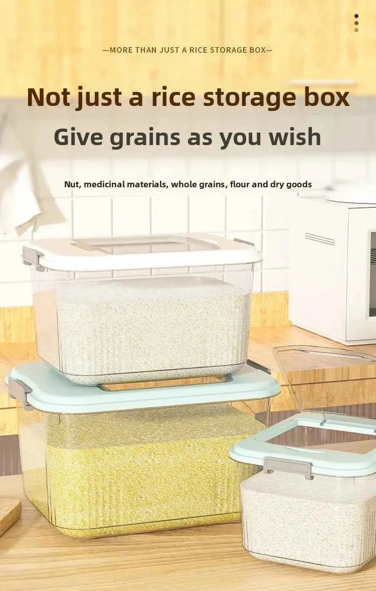 Kitchen Storage Box Rice Barrel Sealed Moisture Proof Bug Resistant Flour Tank Grain Storage Container Home Organization Bin