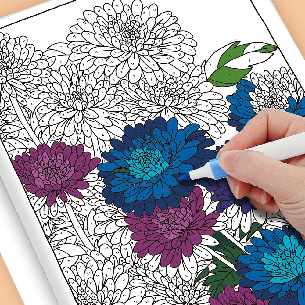 Color by Number Book for Adults – Mandala, Flowers, Nature & Animal Designs