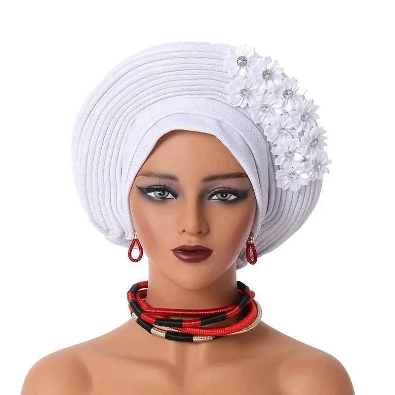 2025 Sequins Turban Chemo Cap for Women Ready to Wear African Auto Gele Headtie Nigeria Wedding Geles Female Head Wrap Headpiece