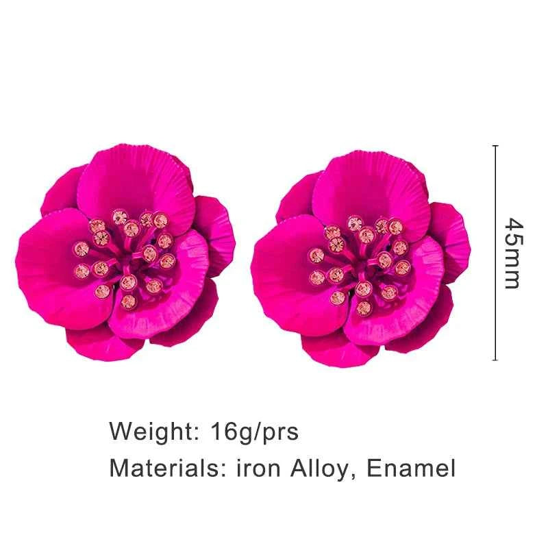 Multi Layer Metal Flower Post Earrings For Women Enamel Petal Fashion Jewelry Holiday Accessories Trendy New Styles Gifts MQF067