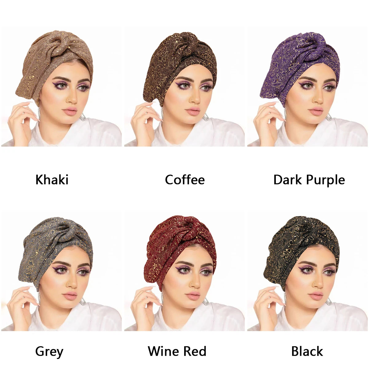 New Women's Solid Color Sequin Turban Hijab Chemo Cap Cancer Hat Hair Loss Headscarf Beanie Bonnet Head Wrap Headband Mujer - NamafadStore