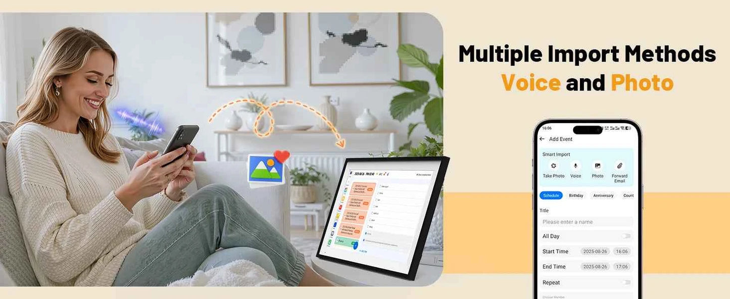 15.6 Inch Wall Planner Digital Calendar Chore Chart Smart Touchscreen Interactive Display APP Control 64GB for Family Schedules