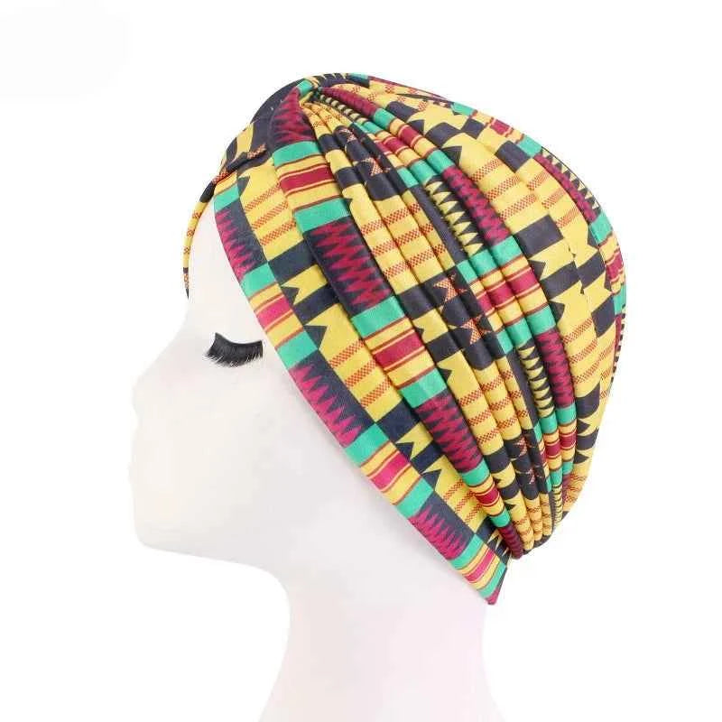 Women Printed Knot Turban Indian Muslim Headwraps Chemo Cap Hijab Beanie Bonnet Head Wrap Bandanas Hair Loss Headscarf