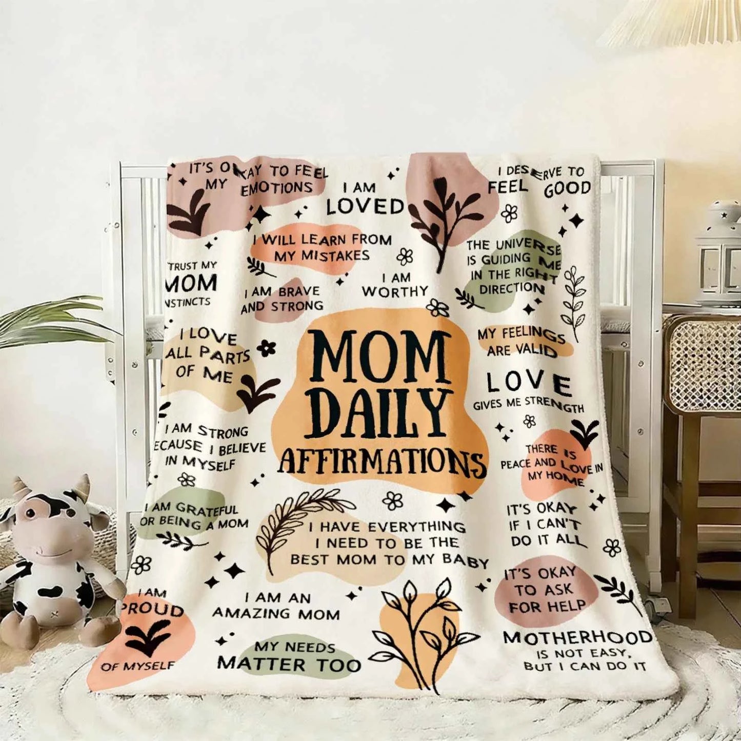 Mothers Day Gift Blanket for Mom Mom Daily Affirmations Throw Blanket Inspirational Self Love Gift for Mother from Daughter Son