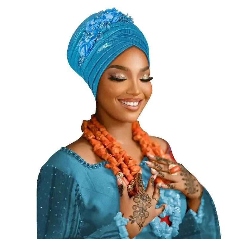 Fashion Women African Turban Cap Lady Head Wraps Nigeria Wedding Auto Gele Headtie Party Headgear Headwear Hat Outfits
