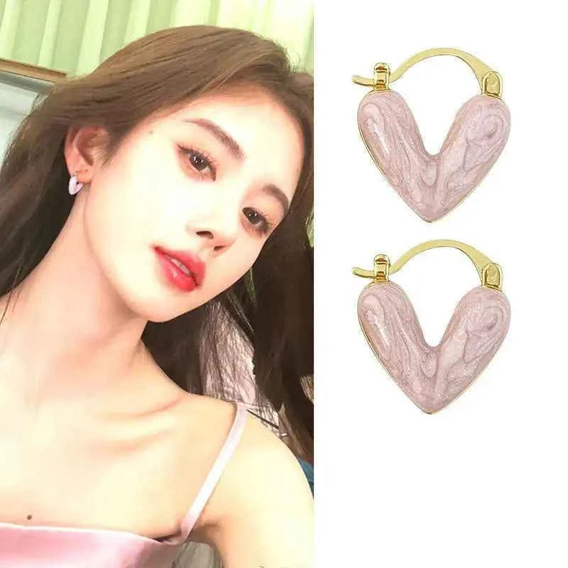 Korean Fashion Heart Drop Earrings For Women Jewelry 2025 Trending Creative Women's Earrings Ear Buckle Accessories Pendientes