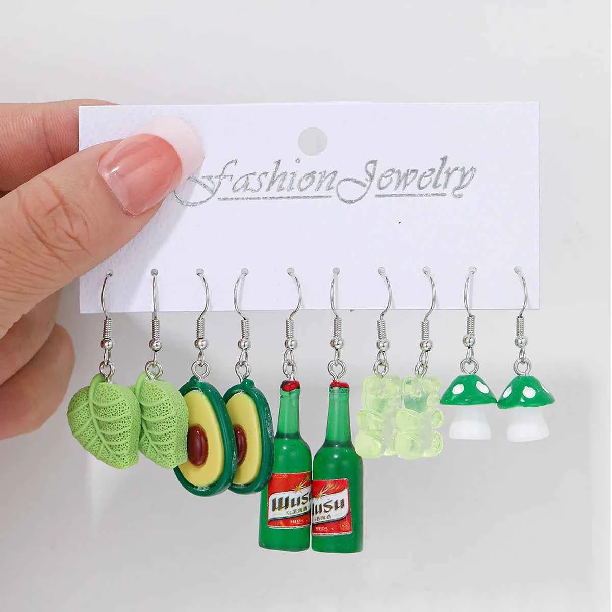 Fashion Cartoon Colorful Design Earrings Set for Women Cute Food Drink Animal Dopamine Dangle Earring Trendy Girls Jewelry Gifts