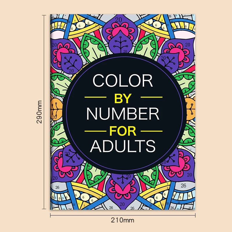 Stress Relief Color by Number Book for Adults – Mandala & Botanical